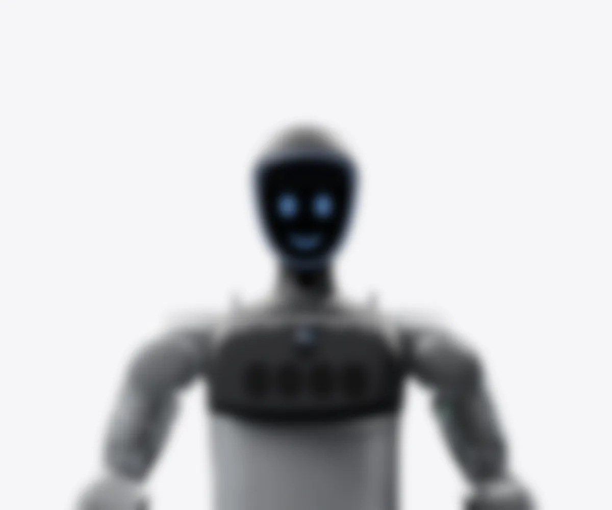 Teaser: a blurred silhouette of a Unitree G1 robot with the Botversity Face display on its head
